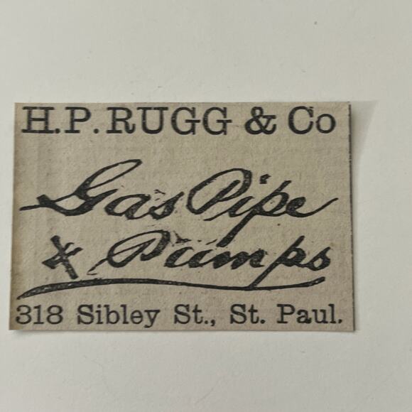HP Rugg & Co Gas Pipe & Pumps St Paul 1883 St. Paul MN Clipping SAI2-S23 - Picture 2 of 2